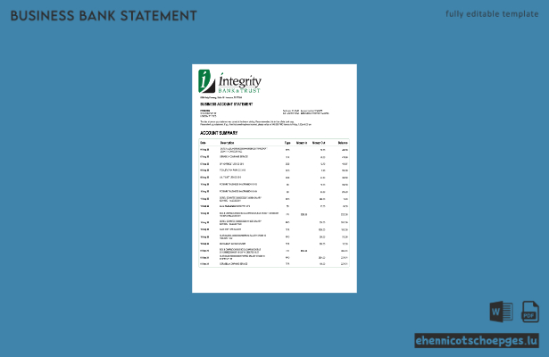 USA Integrity Firmenkontoauszug (Word- und PDF-Beispiel)